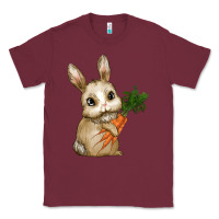 Burgundy Happy Easter With Bunny And Carrot Classic Tee - RanaPortraitStore