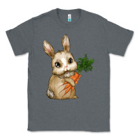Charcoal Heather Happy Easter With Bunny And Carrot Classic Tee - RanaPortraitStore
