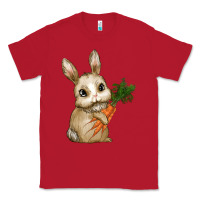 Red Happy Easter With Bunny And Carrot Classic Tee - RanaPortraitStore