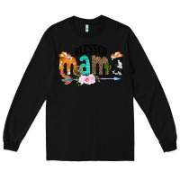 Black Blessed Mama Long Sleeve Tee - CowCowDesign