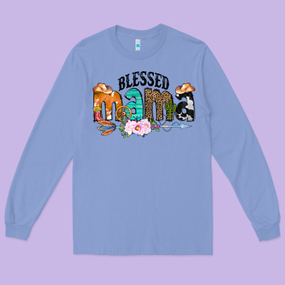 Blessed Mama Long Sleeve Tee Designed By Cowcowdesign