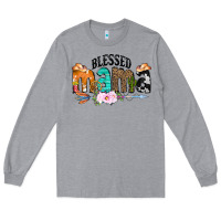 Heather Grey Blessed Mama Long Sleeve Tee - CowCowDesign