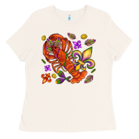 Bone Crawfish and fleur de lis Ladies Tee - NancyCooperArtShop