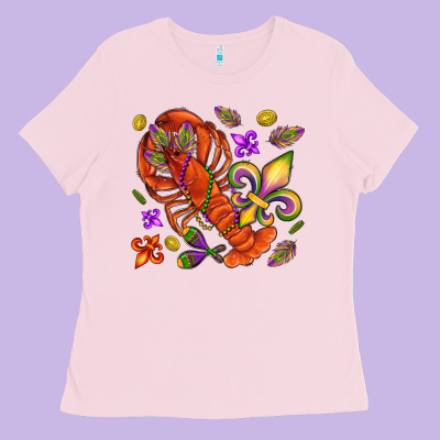 Crawfish And Fleur De Lis Ladies Tee Designed By Nancycooperartshop