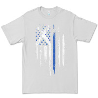 Dove Grey Scottish American Flag Combo Scotland USA Saltire Gift Premium Tee - trangStudio