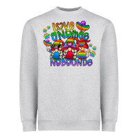 Heather Grey love gnome no bounds Heavyweight Sweatshirt - CowhideDigitalArt