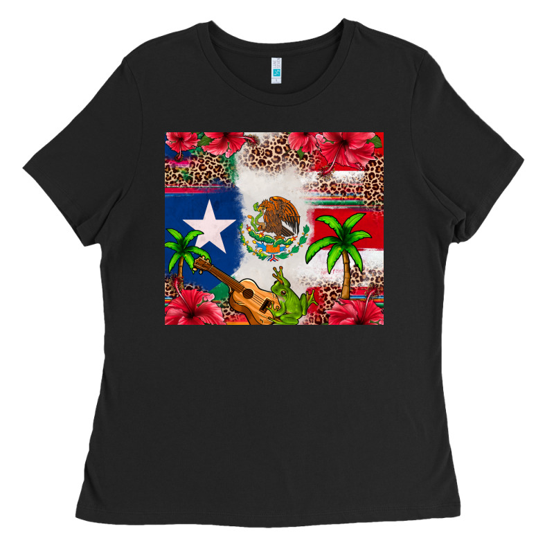 Mexican And Puerto Rico Flag Ladies Tee by texasbilliewilder | Teevron