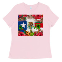 Bubblegum Pink Mexican and Puerto Rico flag Ladies Tee - texasbilliewilder