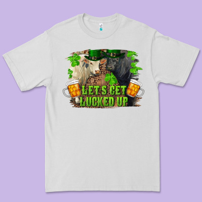 Let's Get Lucked Up Charolais And Black Angus Bull Premium Tee Designed By Ranaportraitstore