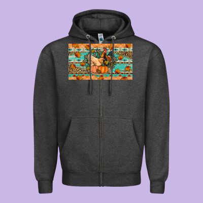 Fall Coop Animals Pumpkin Zipper Hoodie Designed By Artiststas