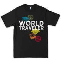 Black world traveler passport stamp gift shirt for men and women t shirt Premium Tee - trangStudio