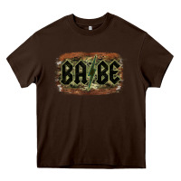 Chocolate Brown Camouflage Patterned Babe Tried Heavy Core Tee - Bettercallsaul