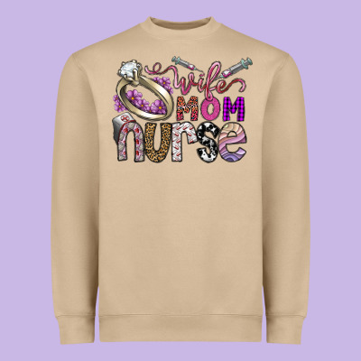 Wife Mom Nurse Heavyweight Sweatshirt Designed By Sublimationcraftshop