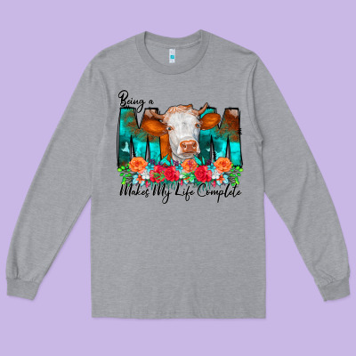 Being A Mom Makes My Life Complete Long Sleeve Tee Designed By Cowcowdesign