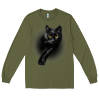 Army Green Black Cat Yellow EyesCats Tee Shirt Gifts Long Sleeve Tee - trangStudio