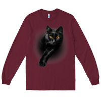 Burgundy Black Cat Yellow EyesCats Tee Shirt Gifts Long Sleeve Tee - trangStudio