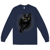 Navy Black Cat Yellow EyesCats Tee Shirt Gifts Long Sleeve Tee - trangStudio