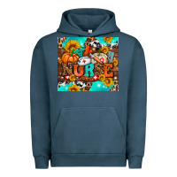 Pigment Midnight Navy pumpkin nurse with sunflower Urban Hoodie - AdoDesignShop