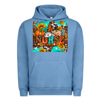 Pigment Pebble Blue pumpkin nurse with sunflower Urban Hoodie - AdoDesignShop