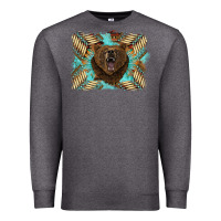 Charcoal Heather bear native American background Premium Sweatshirt - BarkalooDesign