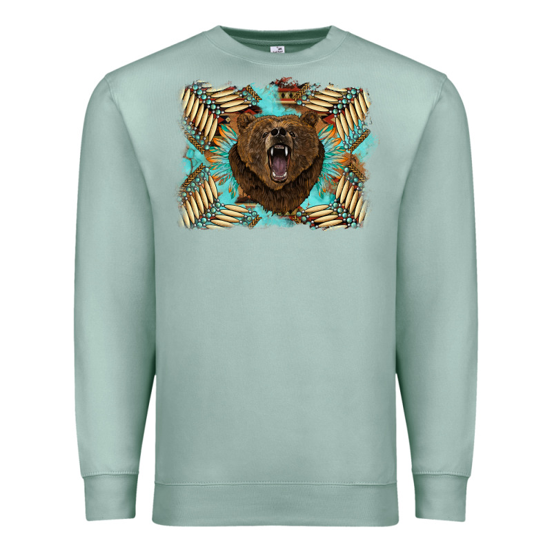 Bear Native American Background Premium Sweatshirt by BarkalooDesign | Teevron