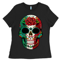 Black Mexican Skull Ladies Tee - texasbilliewilder
