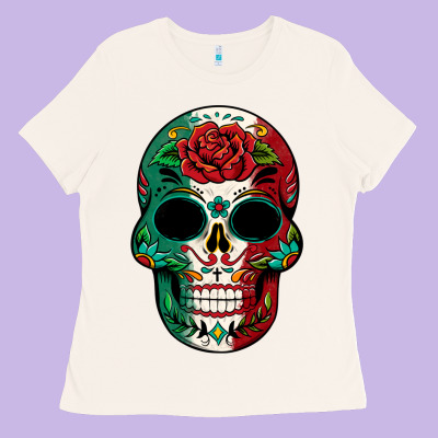 Mexican Skull Ladies Tee Designed By Texasbilliewilder