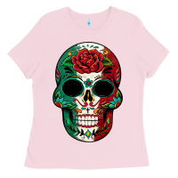Bubblegum Pink Mexican Skull Ladies Tee - texasbilliewilder