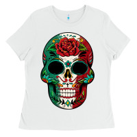 White Mexican Skull Ladies Tee - texasbilliewilder