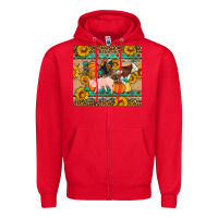 Red Fall Coop Animals Zipper Hoodie - Artiststas