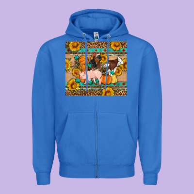 Fall Coop Animals Zipper Hoodie Designed By Artiststas