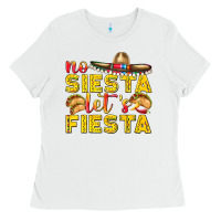 White No Siesta Let's Fiesta Ladies Tee - texasbilliewilder