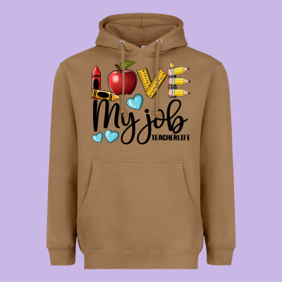 Love My Job Teacher Life Heavyweight Hoodie Designed By Barkaloodesign