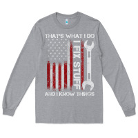 Heather Grey That_s What I Do I Fix Stuff And I Know Things American Flag Long Sleeve Tee - trangStudio