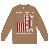 Toasted Coconut That_s What I Do I Fix Stuff And I Know Things American Flag Long Sleeve Tee - trangStudio