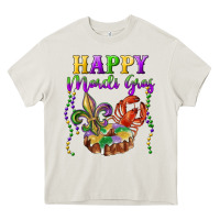 Cream happy mardi gras fleur de lis king cake crawfish Heavy Core Tee - RanaPortraitStore