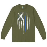 Army Green Scottish American Flag Combo Scotland USA Saltire Gift Long Sleeve Tee - trangStudio