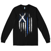 Black Scottish American Flag Combo Scotland USA Saltire Gift Long Sleeve Tee - trangStudio