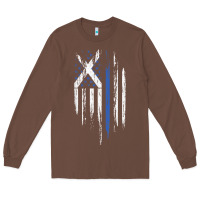 Chestnut Scottish American Flag Combo Scotland USA Saltire Gift Long Sleeve Tee - trangStudio