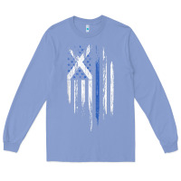 Colony Blue Scottish American Flag Combo Scotland USA Saltire Gift Long Sleeve Tee - trangStudio