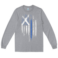 Heather Grey Scottish American Flag Combo Scotland USA Saltire Gift Long Sleeve Tee - trangStudio