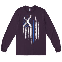 Plum Scottish American Flag Combo Scotland USA Saltire Gift Long Sleeve Tee - trangStudio