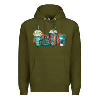 Army Green turquoise junkie coffee cups Premium Hoodie - Jasminsmagicworld
