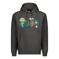 Charcoal Heather turquoise junkie coffee cups Premium Hoodie - Jasminsmagicworld