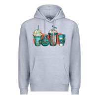 Heather Grey turquoise junkie coffee cups Premium Hoodie - Jasminsmagicworld