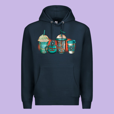 Turquoise Junkie Coffee Cups Premium Hoodie Designed By Jasminsmagicworld