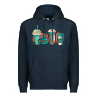 Navy turquoise junkie coffee cups Premium Hoodie - Jasminsmagicworld