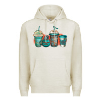 Oatmeal Heather turquoise junkie coffee cups Premium Hoodie - Jasminsmagicworld