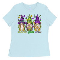 Baby Blue Mardi Gras crew with gnomes Ladies Tee - NancyCooperArtShop