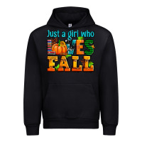 Black just a girl who loves fall Urban Hoodie - AdoDesignShop